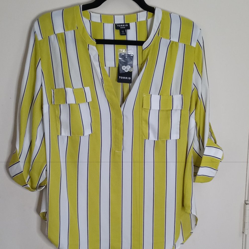 Torrid Harper Blouse - Yellow & White Striped